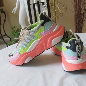 Gianni Bini Multi-Color Sneakers - Neon Green, Coral, Beige FITS LIKE 6/6.5